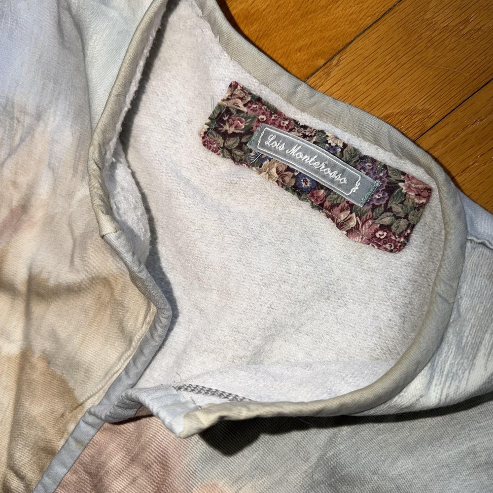 Vintage Jacket Multicolor Quilted Landscape Art To Wear Floral Cottagecore M* - Picture 8 of 11